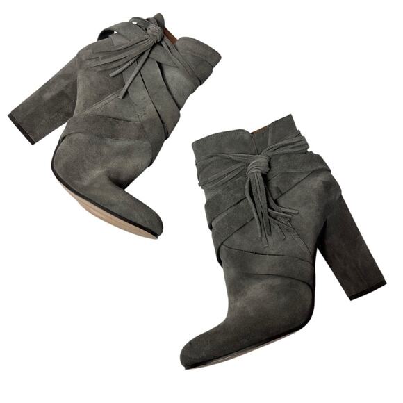 GIANNI BINI GRAY TASSEL HEELED WOMEN ZIP UP BOOTS SIZE 8.5 - Picture 1 of 7